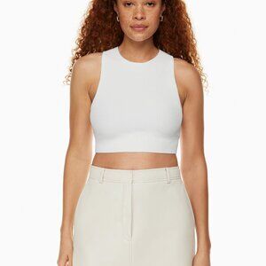 Aritzia Babaton Sculpt Knit Racer Cropped Tank Racerback in White